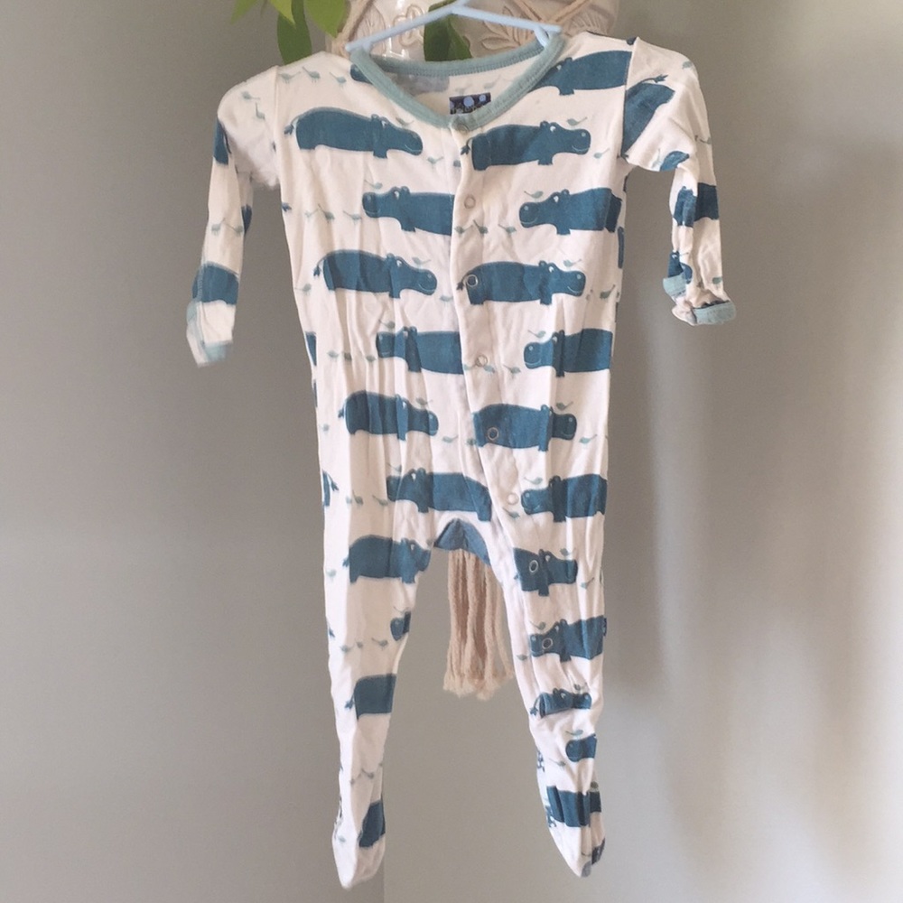 Kickee Pants: 3-6mo: Oasis Hippo Footie 🦛